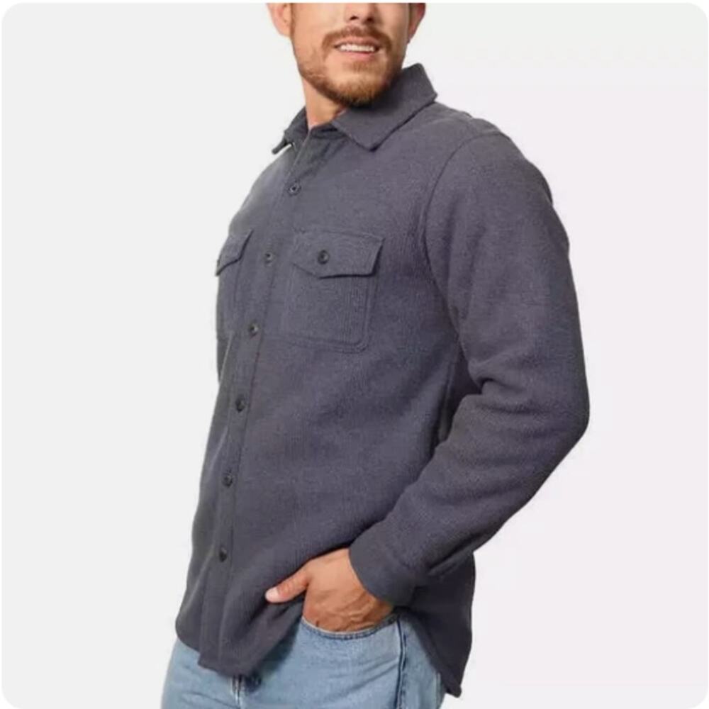 Freedom Foundry Dry goods co. blue sherpa lined jacket shirt men's size medium